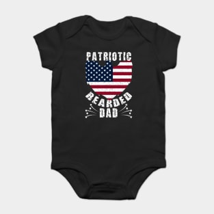 Patriotic Bearded Dad 4th of July Dad Patriotic Grunge Baby Bodysuit